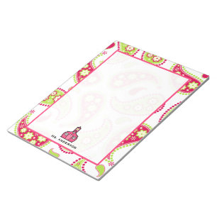 Pink & Green Paisley Lehrer Notepad Notizblock