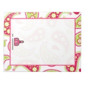 Pink & Green Paisley Lehrer Notepad Notizblock (Vorderseite)