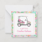Pink & Green Palm Beach Golf Cart Geschenkanweisun Mitteilungskarte (Vorderseite)
