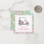 Pink & Green Palm Beach Golf Cart Geschenkanweisun Mitteilungskarte (Vorderseite/Rückseite Beispiel)