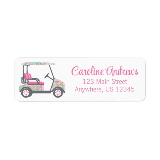 Pink & Green Palm Beach Golf Cart Personalisiert (Vorne)