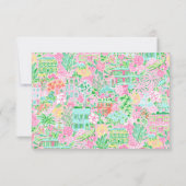 Pink & Green Palm Beach Golf Cart Personalisiert Dankeskarte (Rückseite)