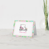 Pink & Green Palm Beach Golf Cart Personalisiert Dankeskarte (Vorderseite)