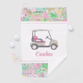 Pink & Green Palm Beach Golf Cart Personalisiert Golfhandtuch (Insitu)