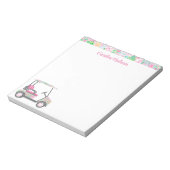 Pink & Green Palm Beach Golf Cart Personalisiert Notizblock (Rotiert)