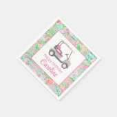 Pink & Green Palm Beach Golf Cart Personalisiert Serviette (Ecke)