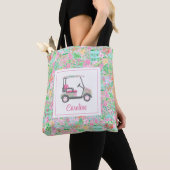 Pink & Green Palm Beach Golf Cart Personalisiert Tasche (Von Nahem)