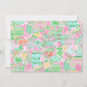 Pink & Green Palm Beach Golf Cart Personalized Dankeskarte (Rückseite)