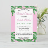 Pink & Green Palm Bridal Shower Invitation | Palm  Einladung (Stehend Vorderseite)
