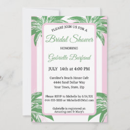 Pink & Green Palm Bridal Shower Tropical  Einladung