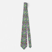 Pink Green Palm Leaf Muster Tropical Neck Tie Krawatte (Vorderseite)