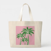 Pink Green Palm Tree Preppy Beach Summer Name Jumbo Stoffbeutel (Rückseite)