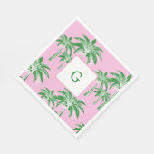 Pink Green Palm Tree Preppy Summer Beach Monogram Serviette (Ecke)