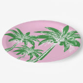 Pink Green Palm Tree Preppy Summer Beach Tropical Pappteller (Schrägansicht)