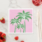 Pink Green Palm Tree Preppy Summer Beach Tropical Serviette (Beispiel)