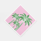 Pink Green Palm Tree Preppy Summer Beach Tropical Serviette (Ecke)