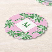 Pink Green Palm Tree Preppy Summer Shoogram Untersetzer (angewinkelt)