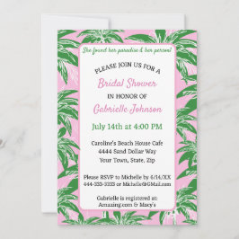 Pink Green Palm Tree Preppy Summer Shower Party Einladung
