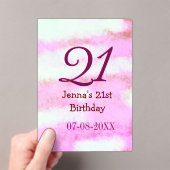 Pink green pastel 21st birthday simple name date g acryleinladungen (Insitu (Handheld))