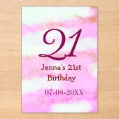 Pink green pastel 21st birthday simple name date g acryleinladungen (Vorderseite)