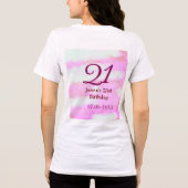 Pink green pastel 21st birthday simple name date g Tri-Blend shirt (Rückseite)