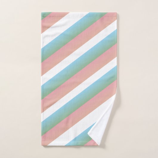 Pink Green Pastel Ombre Multi - Streifen Badhandtuch Set (Handtuch)