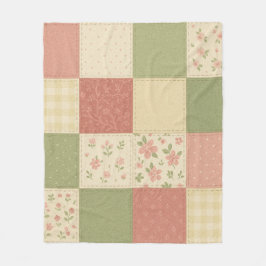 Pink Green Patchwork Quilt Rustikales Bauernhaus B Fleecedecke