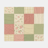 Pink Green Patchwork Quilt Rustikales Bauernhaus B Fleecedecke (Vorderseite (Horizontal))