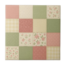Pink Green Patchwork Quilt Rustikales Bauernhaus B