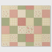 Pink Green Patchwork Quilt Rustikales Bauernhaus B Geschenkpapier (Flach)