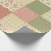 Pink Green Patchwork Quilt Rustikales Bauernhaus B Geschenkpapier (Ecke)