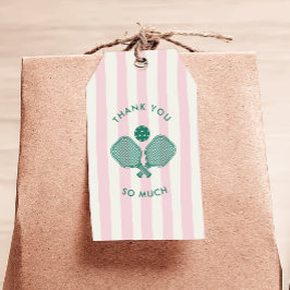 Pink Green Pickleball Geburtstagsparty Danke Geschenkanhänger