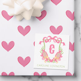 Pink & Green Pickleball Paddle Monogram Wappen Ges Mitteilungskarte