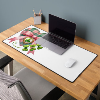 PINK & GREEN PLAID HEART WITH SHAMROCKS SCHREIBTISCHUNTERLAGE