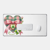 PINK & GREEN PLAID HEART WITH SHAMROCKS SCHREIBTISCHUNTERLAGE (Tastatur & Maus)