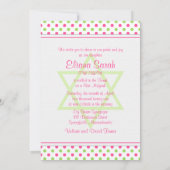 Pink Green Polka Dot Bat Mitzvah Einladung (Rückseite)