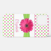 Pink Green Polka Dot Gerber Daisy Case-Mate iPhone Hülle (Rückseite (Horizontal))