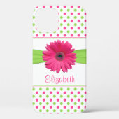 Pink Green Polka Dot Gerbera Daisy Case-Mate iPhone Hülle (Rückseite)