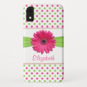 Pink Green Polka Dot Gerbera Daisy Case-Mate iPhone Hülle (Rückseite)