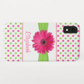 Pink Green Polka Dot Gerbera Daisy Case-Mate iPhone Hülle (Rückseite (Horizontal))