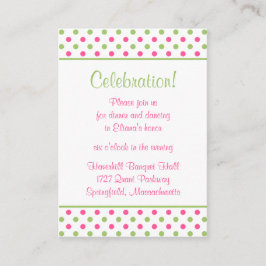 Pink Green Polka Dots Bat Mitzvah Empfang Card Begleitkarte