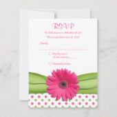 Pink & Green Polka Dots Bat Mitzvah Replik Card RSVP Karte (Vorderseite)