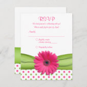 Pink & Green Polka Dots Bat Mitzvah Replik Card RSVP Karte (Vorne/Hinten)