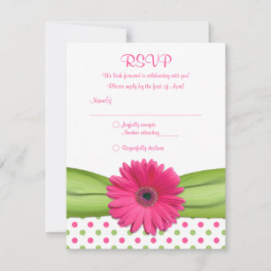 Pink & Green Polka Dots Bat Mitzvah Replik Card RSVP Karte
