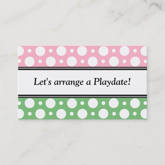 Pink Green Polka Dots Visitenkarten Telefonnummerkarte (Vorderseite)