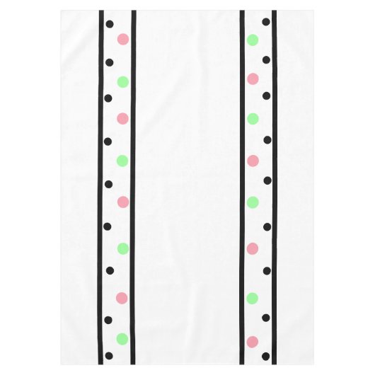 Pink Green Polka Dots White Tischdecke (Vorderseite)