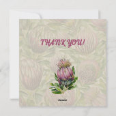 Pink & Green Protea Blume DANKEN Feiertagskarte (Rückseite)