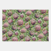 Pink & Green Protea Blume Muster Geschenkpapier Set (Vorderseite 3)