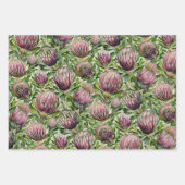 Pink & Green Protea Blume Muster Geschenkpapier Set (Vorderseite 2)