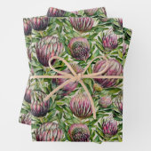 Pink & Green Protea Blume Muster Geschenkpapier Set (Beispiel)